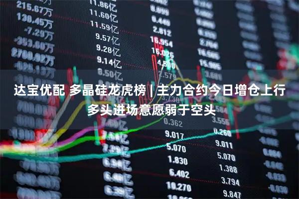 达宝优配 多晶硅龙虎榜 | 主力合约今日增仓上行 多头进场意愿弱于空头